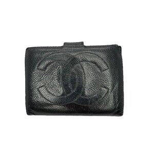 CHANEL CC Logo Grained Calfskin Bifold Wallet Black/41